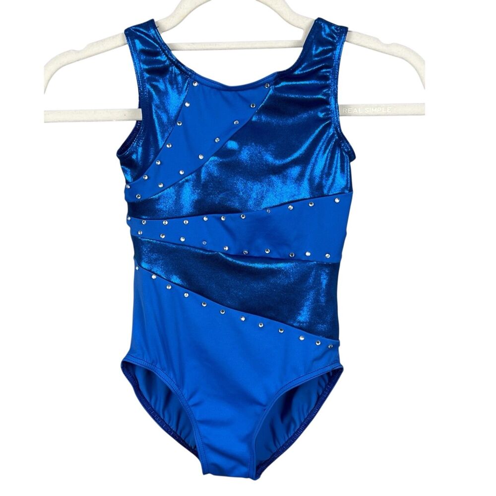 Balera Royal Blue Metallic Rhinestone Dance Leotard Child Medium